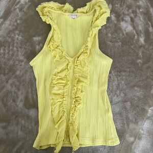 Pilcro Ruffled Yellow Tank Top